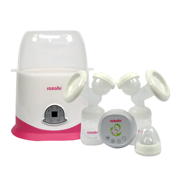 Combo Máy hút sữa điện đôi kèm matxa 12 cấp độ Rozabi và Máy hâm sữa Rozabi 5 chức năng (Tặng quà) Combo Máy hút sữa điện đôi kèm matxa 12 cấp độ Rozabi và Máy hâm sữa Rozabi 5 chức năng (Tặng quà)